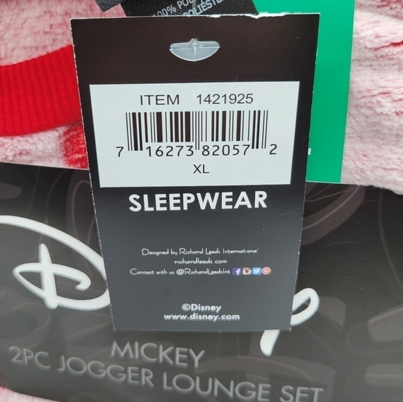 Disney Mickey Mouse Cozy Fleece 2 Piece Pajama Set XL - Picture 7 of 11